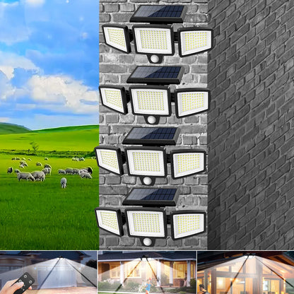 Solar Security Lights with 210 LED & 2500LM Brightness | 3 Head Waterproof Motion Sensor Lights for Yard Garage Patio