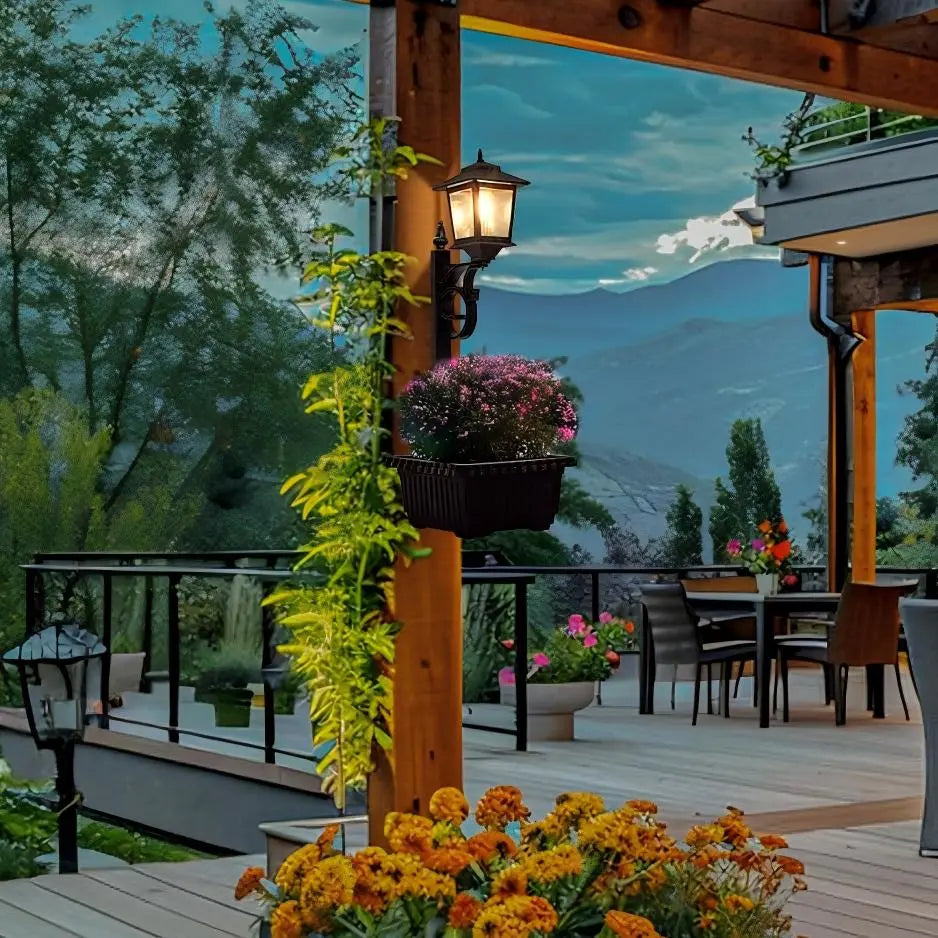 Solar Post Light With Planter | Waterproof Outdoor Garden Lamp for Porch Patio & Walkway