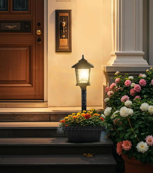 Solar Post Light With Planter | Waterproof Outdoor Garden Lamp for Porch Patio & Walkway