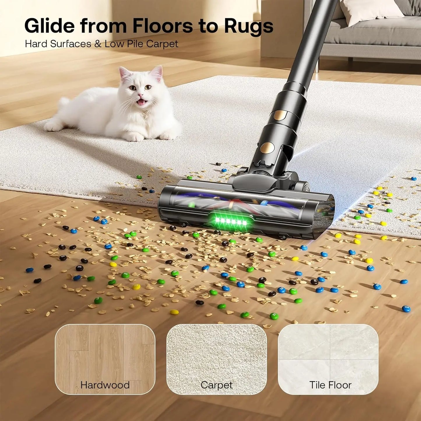 Powerful Cordless Vacuum Cleaner for Home, Carpet, Pet Hair & Hard Floors